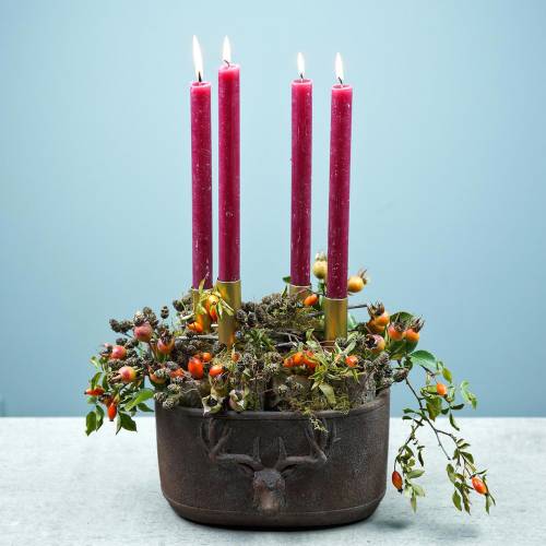 Floristik24 Cache-pot patine rouille avec tête de cerf 24cm x 14cm H13cm