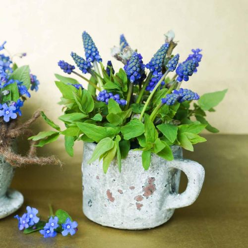 Floristik24 Cache-pot tasse vintage gris, argile naturelle Ø8.5cm H8cm 4pcs