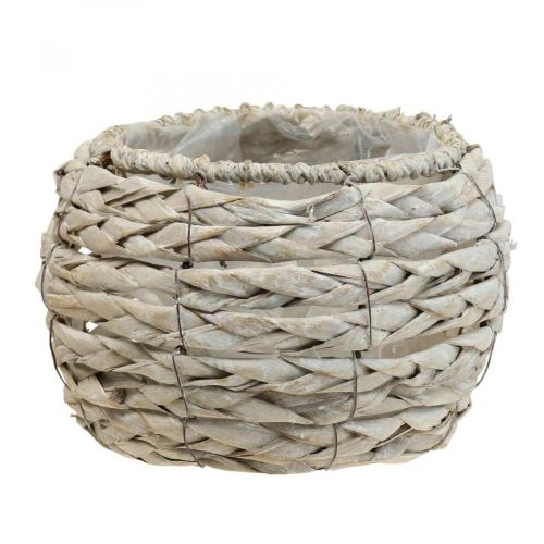 Panier à plantes pot de fleurs rustique blanc lavé Ø17cm H11cm