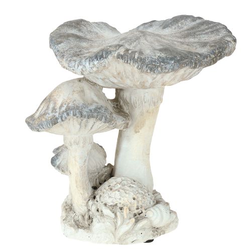 Article Décoration champignon en pierre moulée grise blanchie à la chaux 21,5 × 18 × 22 cm