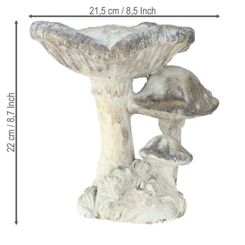 Article Décoration champignon en pierre moulée grise blanchie à la chaux 21,5 × 18 × 22 cm