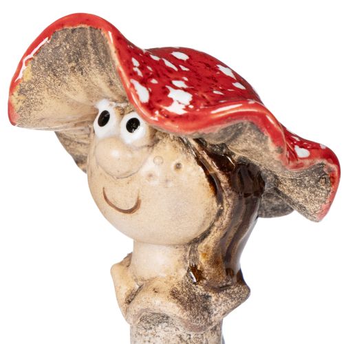 Figurine décorative en forme de bouchon de champignon, fille et garçon, amanite tue-mouches avec visage, 13 cm, lot de 2 | Floristik24.be