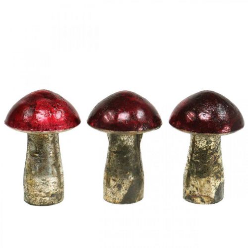 Déco champignons verre rouge décoration automne décoration  de table Ø6.5cm H10cm 3pcs-06524