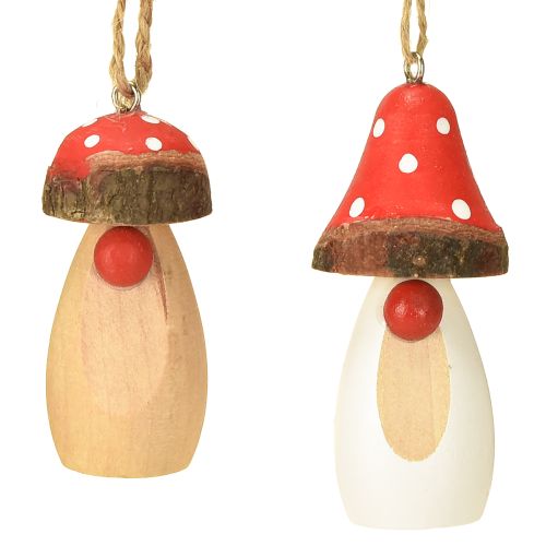 Floristik24 Champignon à suspendre en bois blanc, marron assorti 6,5/8cm 8 pcs