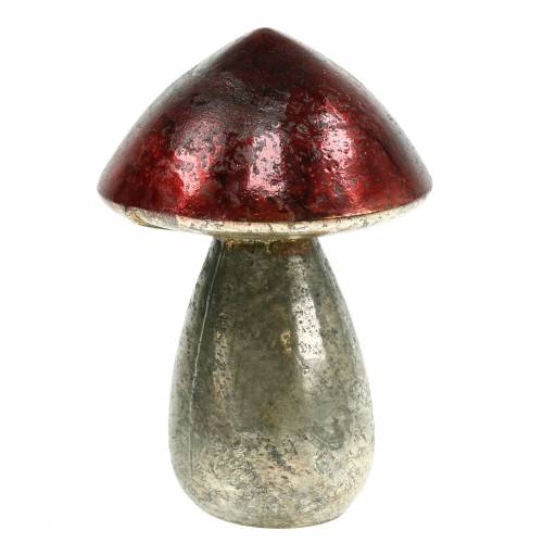 Floristik24 Champignon déco en verre rouge foncé H13cm