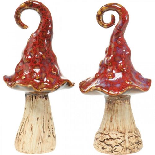 Floristik24 Champignons en céramique forêt magique rouge champignon décoratif décoration en céramique H16cm 2pcs