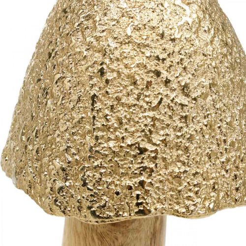 Floristik24 Champignon déco grand métal bois doré, figurine déco nature automne 32cm