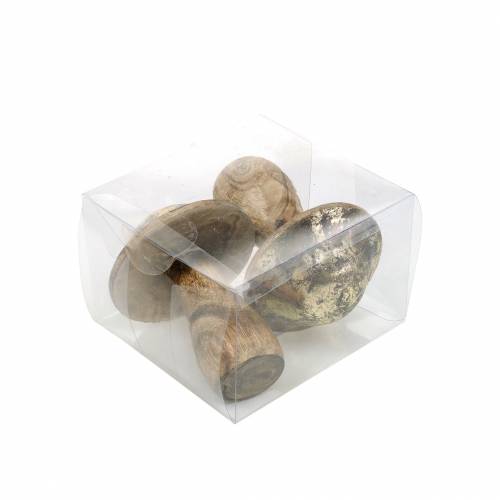 Floristik24 Champignon en bois doré, bois de manguier naturel Ø6.8cm H9.8cm 2pcs