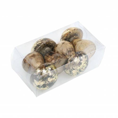 Floristik24 Champignon en bois doré, bois de manguier naturel Ø5cm H6.5cm 4pcs