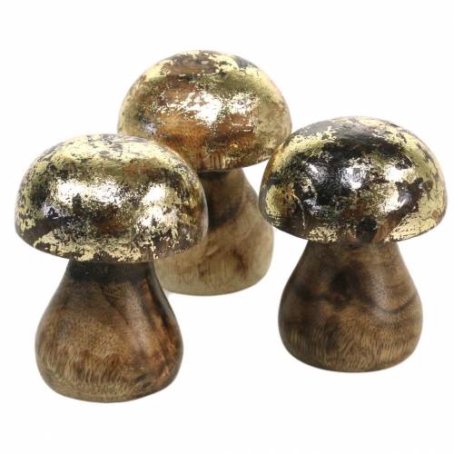 Floristik24 Champignon en bois doré, bois de manguier naturel Ø5cm H6.5cm 4pcs