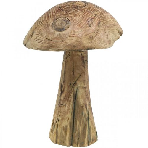 Déco champignon en bois feuilles d'automne blanc, décoration  de table champignon coloré Ø10cm H15cm-00058