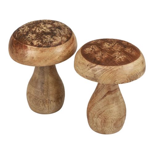 Floristik24 Champignons en bois champignons décoratifs bois naturel décoration d&#39;automne Ø10cm H12cm 2pcs