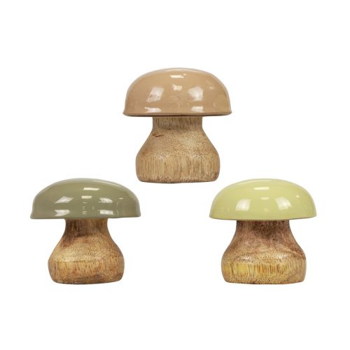 Article Champignons en Bois Déco Champignons Bois Déco Beige, Vert Ø5cm H5.5cm 12pcs