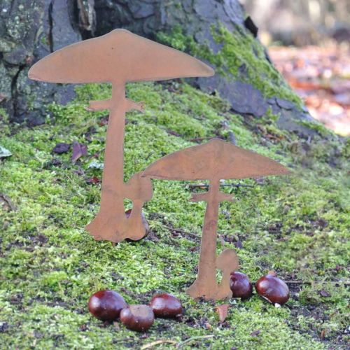 Article Tuteur de Jardin Champignons Décoration de Jardin Métal Rouille 70cm