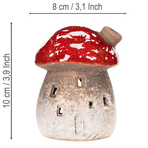 Figurine décorative de maison champignon avec phare et amanite tue-mouches, 10 cm, lot de 2 | Floristik24.be