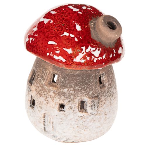 Figurine décorative de maison champignon avec phare et amanite tue-mouches, 10 cm, lot de 2 | Floristik24.be