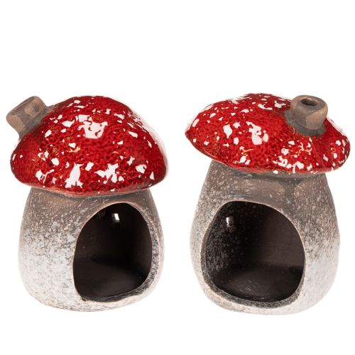 Figurine décorative de maison champignon avec phare et amanite tue-mouches, 10 cm, lot de 2 | Floristik24.be