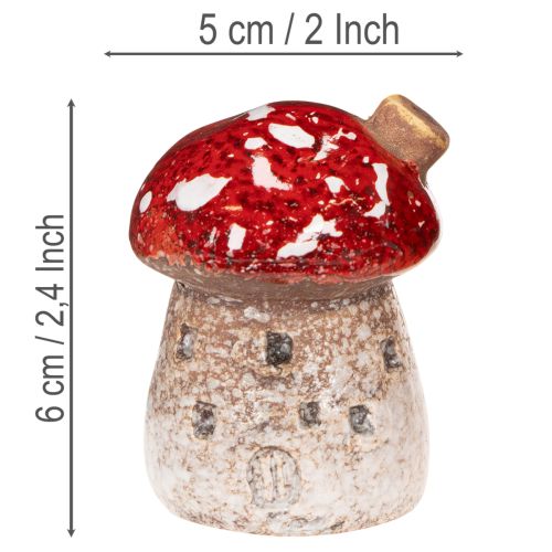 Décoration de maison champignon, amanite tue-mouches miniature de 6 cm, 2 pièces | Floristik24.be