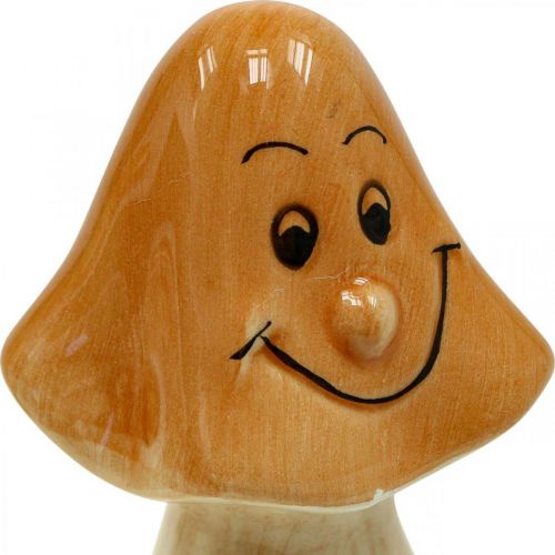 Déco champignons céramique marron décoration automne figurines Ø6cm H10.5cm 3pcs