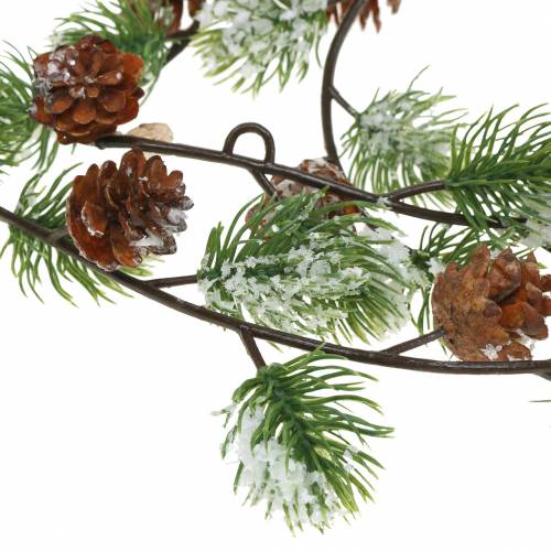 Article Guirlande de pins avec cônes recouverts de neige 145cm