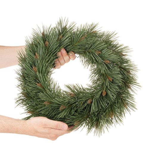 Couronne artificielle de branches de pin avec petites pommes de pin, 40 cm | Floristik24.be