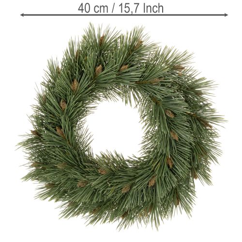 Couronne artificielle de branches de pin avec petites pommes de pin, 40 cm | Floristik24.be