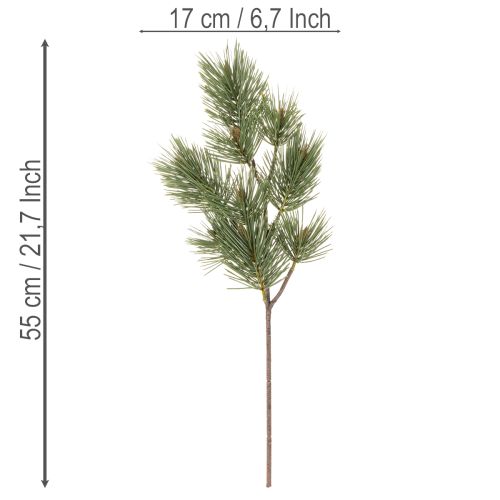 Branche de pin artificielle imitant une branche de sapin décorative, 55 cm, lot de 3 | Floristik24.be