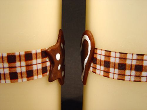 Floristik24 Crème de bougie pilier avec étoile / cœur ciré sur le damier