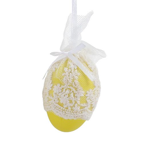 Floristik24 Œufs déco à suspendre avec du tulle 6cm 6P