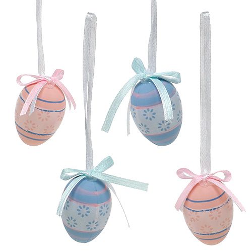 Oeufs en plastique à suspendre 4cm mélange bleu-rose 36pcs