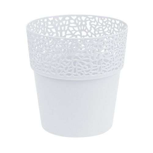 Floristik24 Jardinière en plastique blanc Ø14,5cm H15,5cm 1 pièce