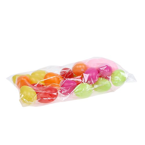 Floristik24 Oeufs en plastique colorés 6 cm 24 p.
