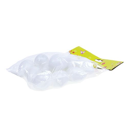 Floristik24 Oeuf plastique à suspendre 6cm blanc 12pcs