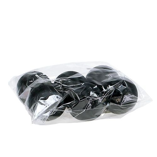 Floristik24 Boule en plastique noir Ø 6 cm 6 p.