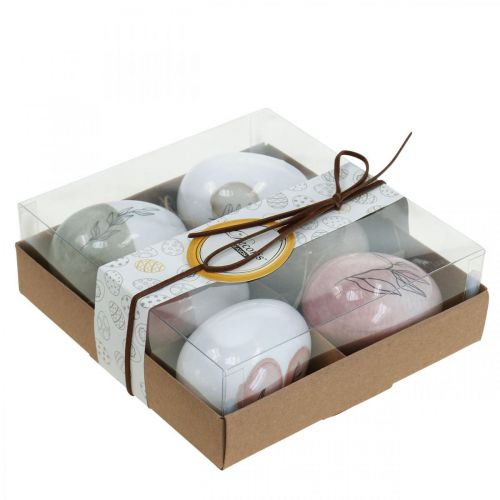 Floristik24 Oeufs de Pâques en plastique à suspendre Ostedeko Ø5cm H7cm 6pcs