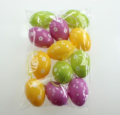 Floristik24 Oeufs de Pâques décoratifs en plastique à suspendre 9cm 12pcs