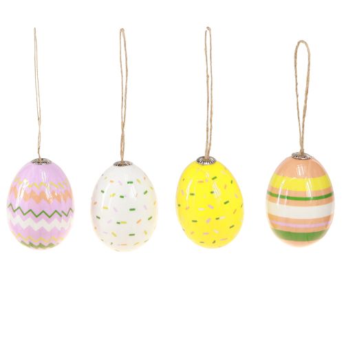 Article Oeufs de Pâques en plastique à suspendre couleurs assorties H3,5–5,5 cm 24 pcs