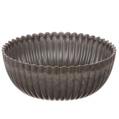 Bol côtelé, anthracite, bol décoratif, rond, 15 cm, 2 pièces