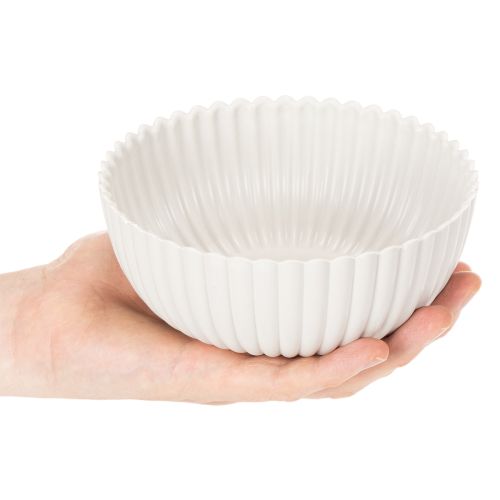 Bol rond côtelé blanc pour une décoration polyvalente, 15 cm, 2 pièces | Floristik24.be