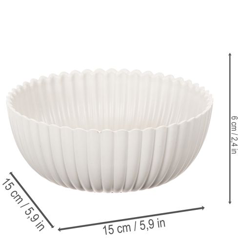 Bol rond côtelé blanc pour une décoration polyvalente, 15 cm, 2 pièces | Floristik24.be