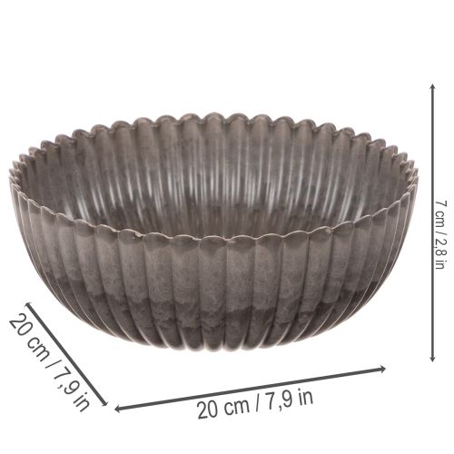 Bol rond rainuré, récipient décoratif pour compositions florales, 20 cm, lot de 2 | Floristik24.be