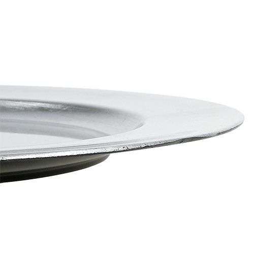 Floristik24 Assiette en plastique 25 cm argenté avec effet feuilles d'argent