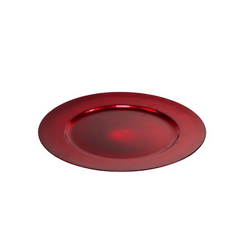Floristik24 Assiette matière synthétique Ø 25 cm rouge avec effet verni