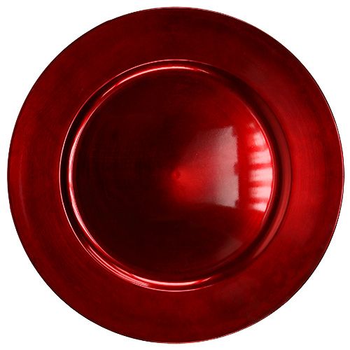 Floristik24 Assiette en plastique Ø33cm rouge effet vitrifié