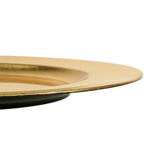 Article Assiette en plastique 25cm dorée effet feuille d&#39;or