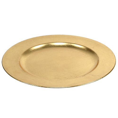 Floristik24 Assiette en plastique Ø33cm or avec effet feuille d&#39;or