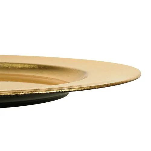 Assiette en plastique Ø33cm dorée effet feuille d'or | Floristik24.be