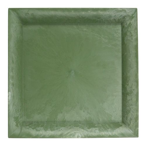 Floristik24 Assiette en plastique vert carré 19,5 x 19,5 cm