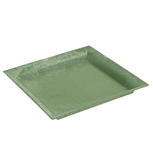 Floristik24 Assiette en plastique vert carré 26 x 26 cm