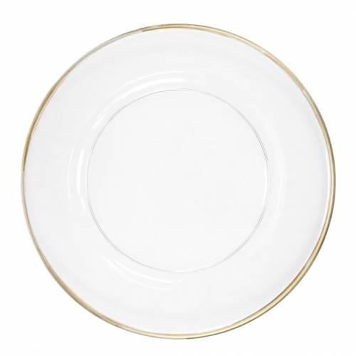 Floristik24 Assiette décorative bord doré plastique transparent Ø33cm